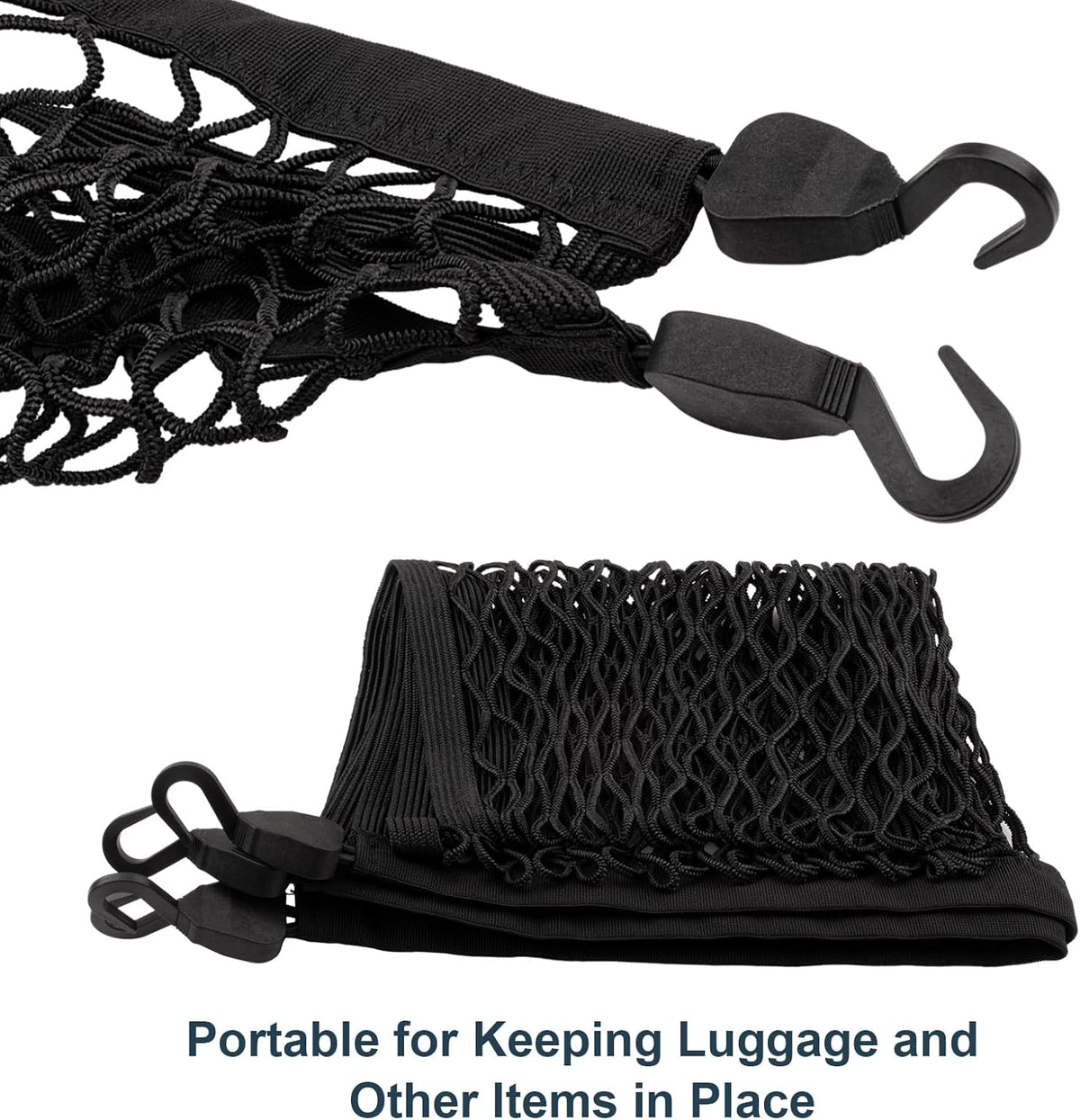 Elastic Cargo Net for SUV, Car Trunk Net Organizer with ABS Hook Storage Mesh Cargo Nets 27.5 x 19.6 inches for Truck Bed Tailgate Netting Accessories