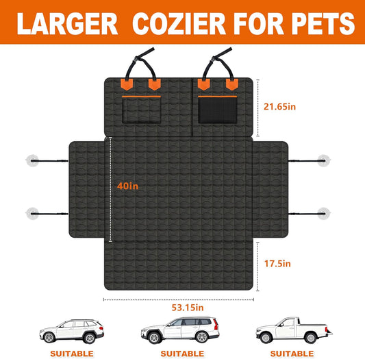 IJVAE SUV Cargo Liner for Dogs, Waterproof Dog Trunk Cover with Bumper Flap Protector, Pet Cargo Mat for SUVs Sedans Vans, Non-Slip Scratchproof Dog Seat Cover,Large Size Universal Fit, Black