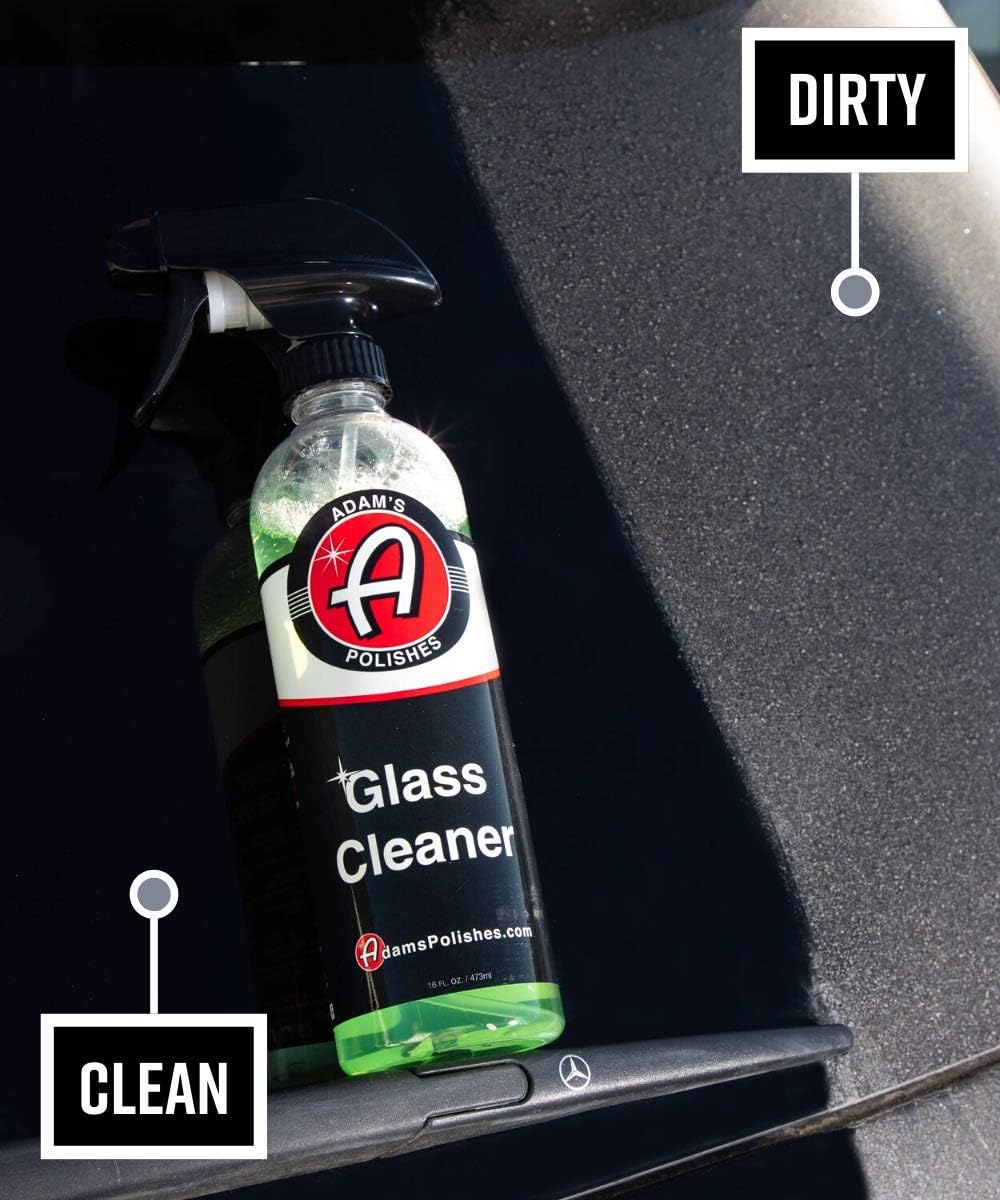 Adam's Polishes Glass Cleaner - Steak Free Car Wash Window Cleaner, All-Natural Streak Free Formula For Car Cleaning, Safe On Tinted & Non-Tinted Glass, Won't Strip Car Wax or Coating