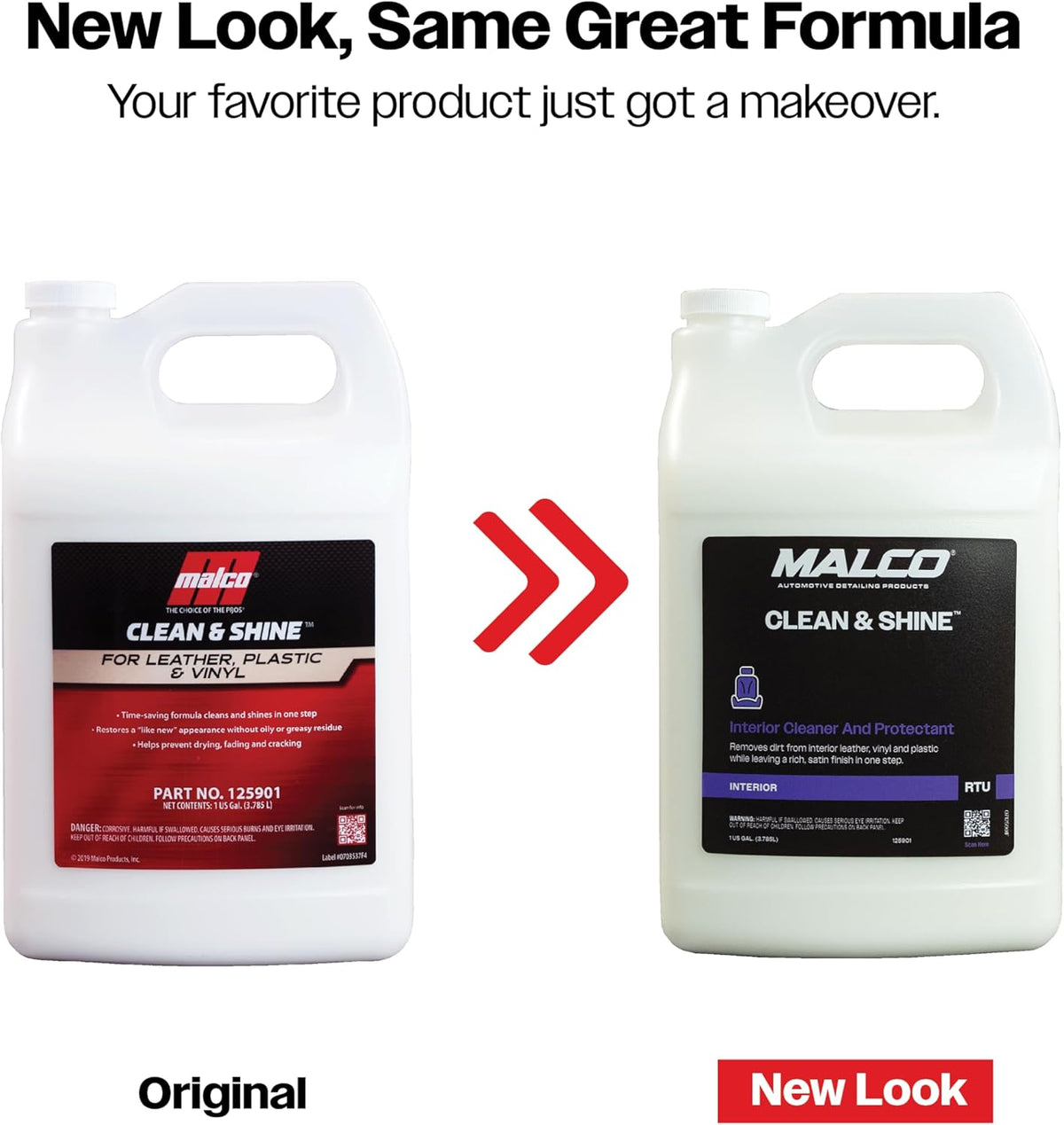 Malco Clean and Shine Interior Car Cleaner and Dressing - Best Interior Car Care to Restore Leather Plastic and Vinyl / 1 Simple Step To Clean, Condition, and Protect/Non-Glare Satin Finish (125901)