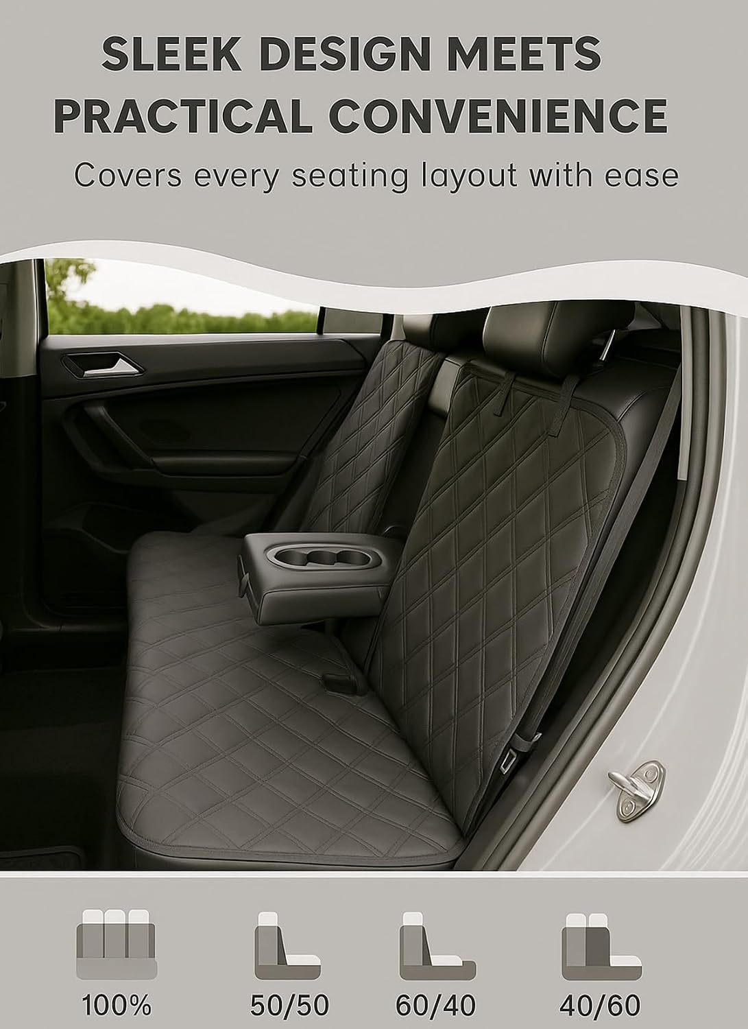 fidozen Waterproof Dog Car Seat Cover for Back Seat: Suitable for Small and Large Dogs, Hammock and Pet Protector, Backseat seat Cover (Full Bench, Medium(54" W))