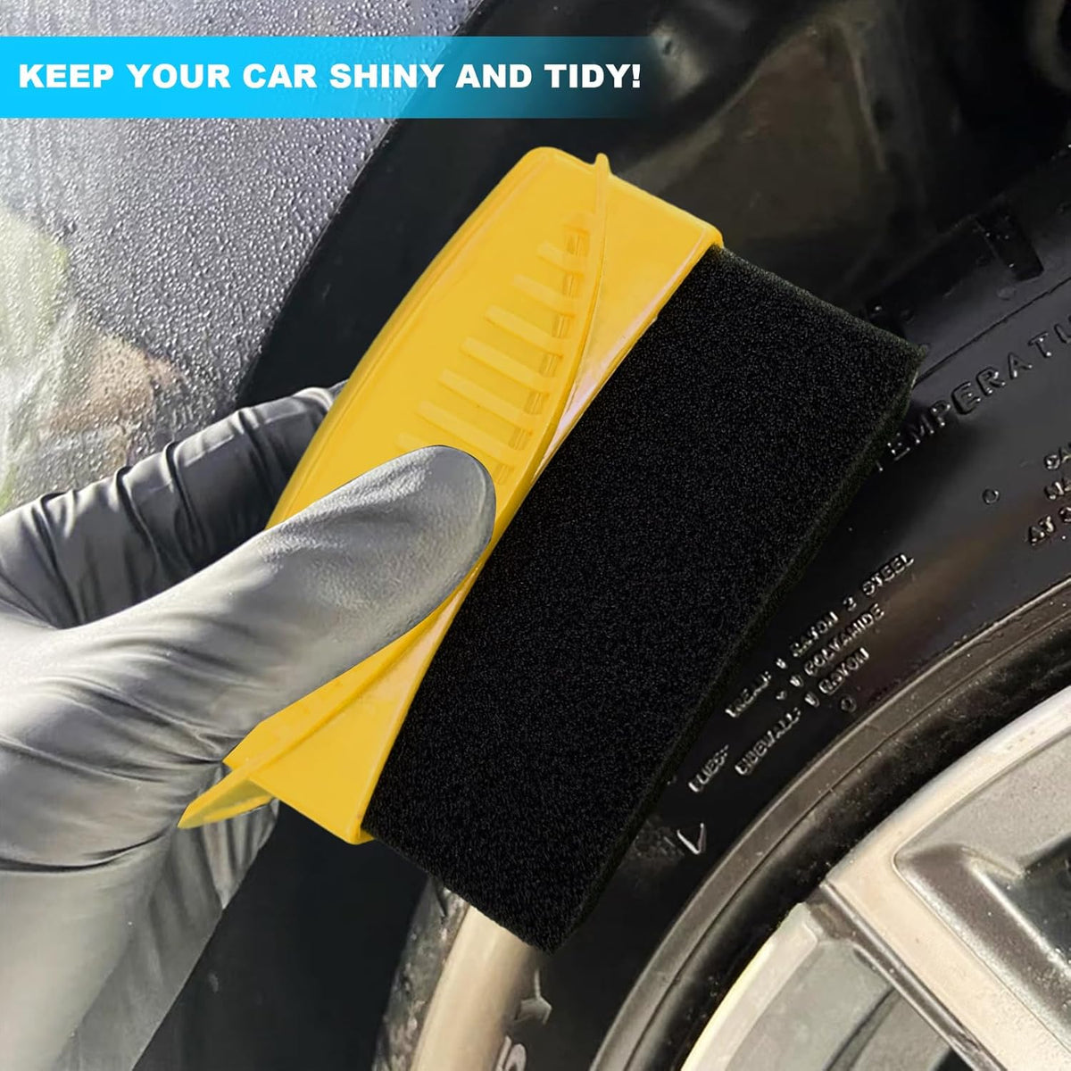 Augeny 2PCS Tire Dressing Applicator, Reusable Car Tire Shine Sponge Pad With Lid, Durable Foam Auto Wheel Detailing for Vehicle Waxing Polishing Cleaning (Gray)