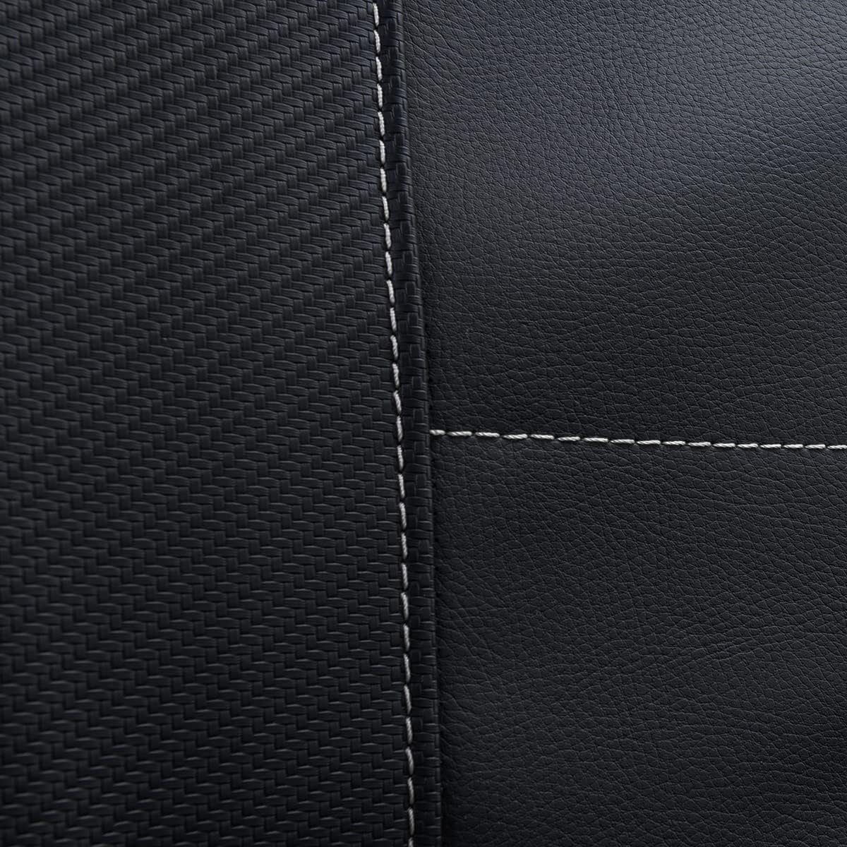 Flying Banner Carbon Fiber Leather Vehicle Seat Covers, Leopard Gray Black, Universal Fit - 8PCS