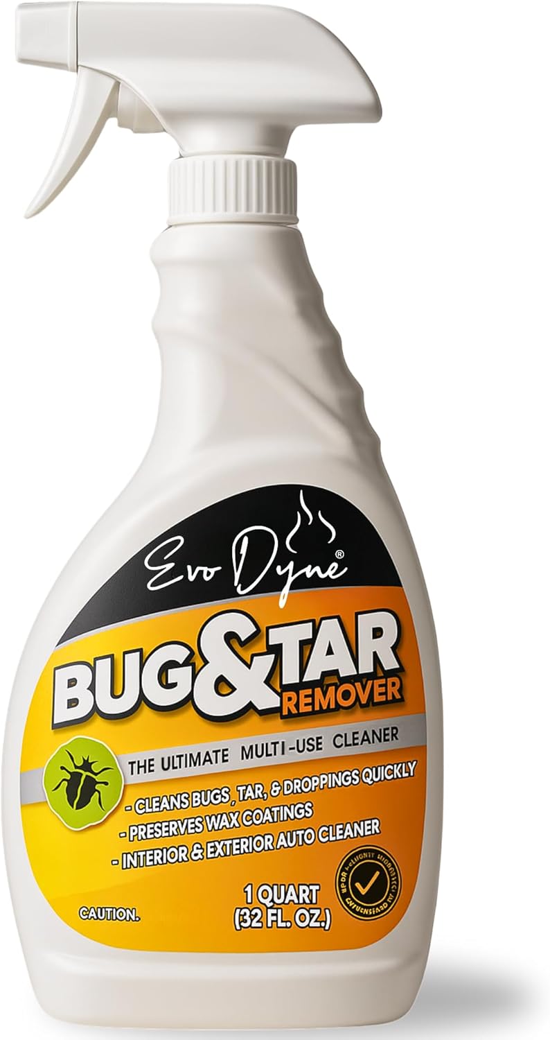Evo Dyne Bug Remover for Car Detailing (32 fl oz Per Bottle), Made in the USA - Car Interior Cleaner Removes Tar, Droppings, Guts, Dirt, Grease | Ultimate Tree Sap Remover