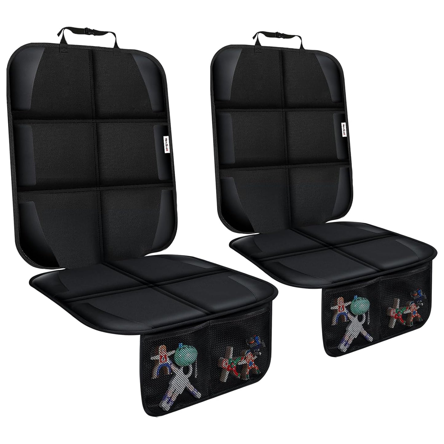 Meolsaek Car Seat Protector for Child Car Seat, Durable 600D Fabric Waterproof Car Seat Cover with Thick Pad Non-Slip Backing,No Imprints (Black 2pcs)
