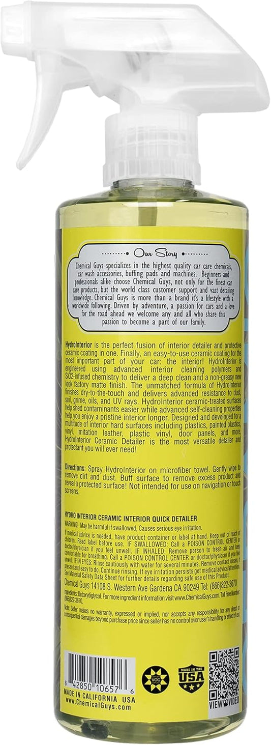Chemical Guys SPI22716 HydroInterior SiO2 Ceramic Interior Quick Detailer and Protectant for Interiors, Furniture, Apparel, and More (Works on Plastic, Vinyl, Imitation Leather, and More), 16 fl oz
