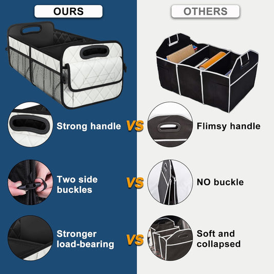 Deosk Car Trunk Organizer for SUV, Car Organizers and Storage with Reinforced Handles, Car Accessories for Women/Men 50LWaterproof Polyester Trunk Organizer, Black