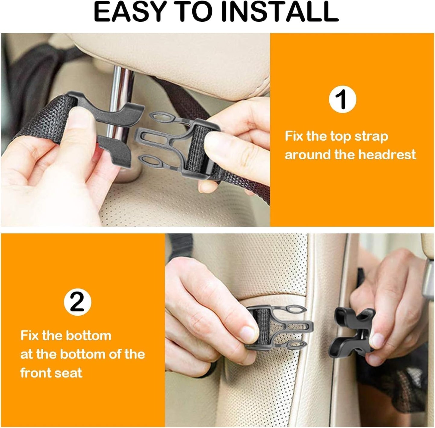 2Pack Car Seat Back Organizer, Kick Mats Backseat Car Storage with Touch Screen Tablet Holder, Waterproof Car Back Seat Protector for Kids, Vehicle Back Seat Organizer for Travel Accessories