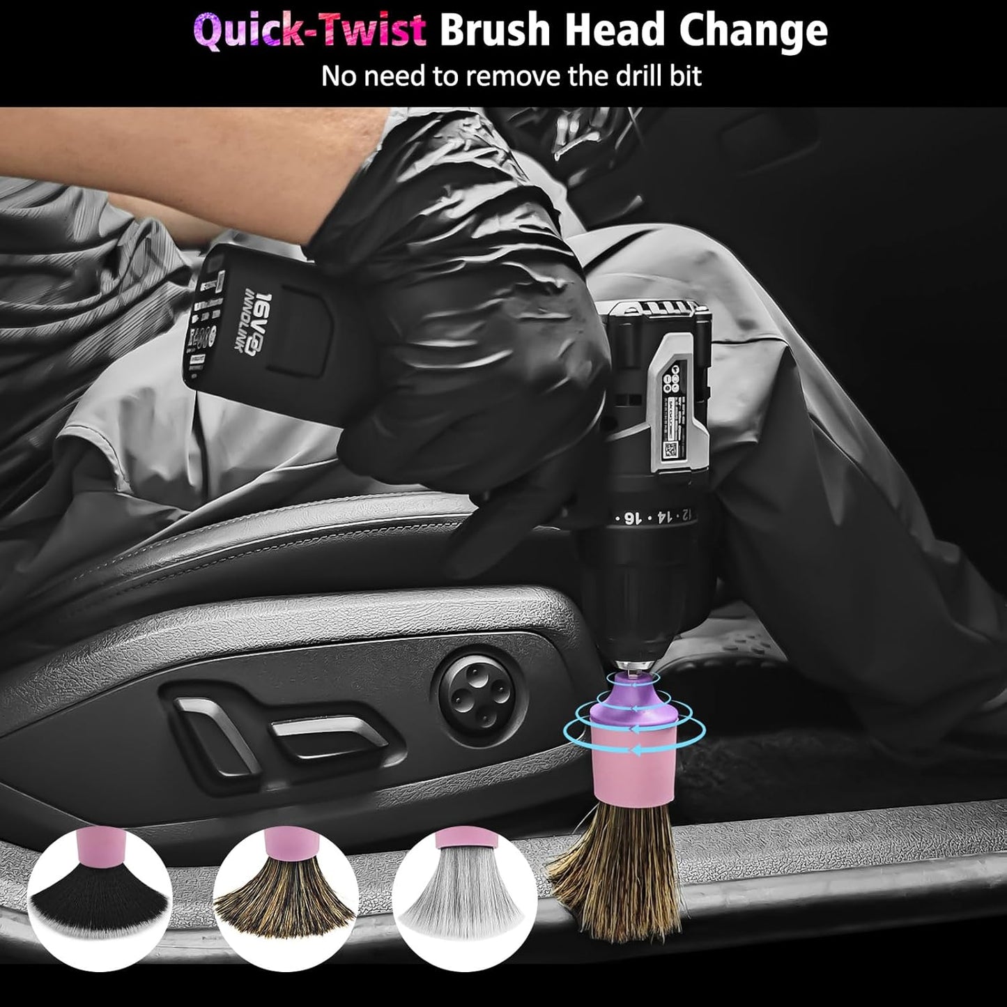 YeewayVeh Car Detailing Brush Set, 3 Pack Ultra Soft Boars Hair Detailing Brushes for Leather Seat Air Vents Engine Bay, Auto Detail Brushes Car Detailing for Interior Exterior, Indigo