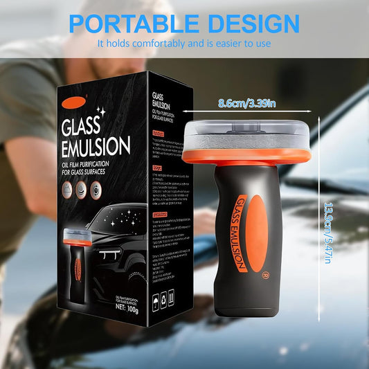 Fodeuxp 2026 New Handheld Glass Oil-Film Remover, Glass Emulsion Cleaner Cleaning Board, Automotive Oil Film Cleaning Brush for Car Windows (1 Pcs)