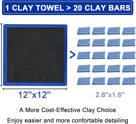 Clay Towel 2 Pack Auto Detailing - Fine Grade Microfiber Car Chamois Towel - DIY Detail Clay Bar Alternative