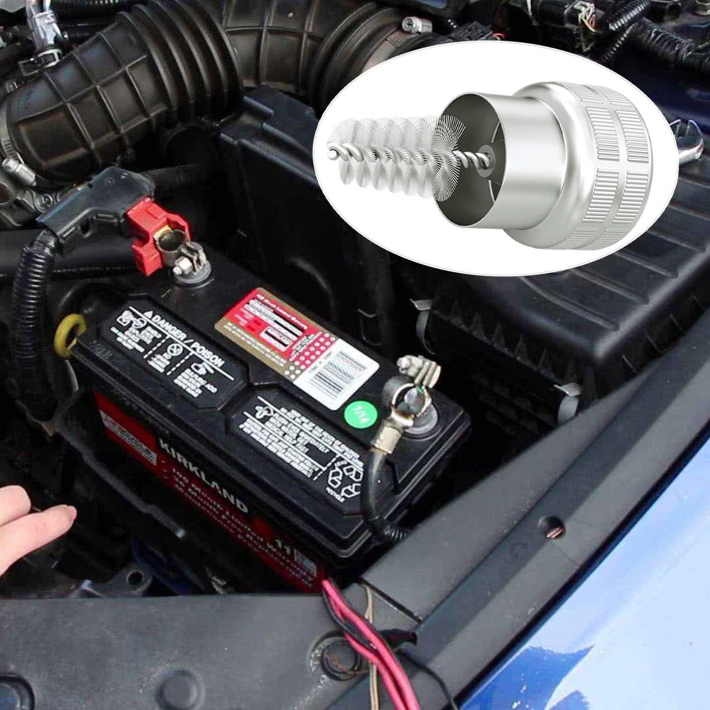 Battery Terminal Cleaner Kit, 12 Pcs Car Battery Cleaner Tool Set with Battery Post Brush, Wire Battery Terminal Brush, and Anti-Corrosion Fiber Washers for Car, Truck, RV & Marine Battery Cleaning