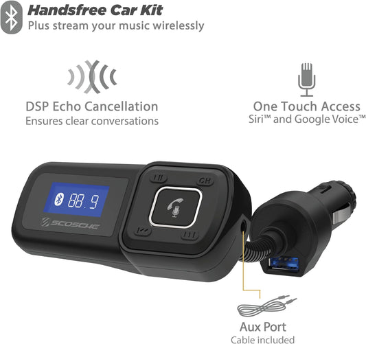 Scosche BTFM BTFREQ Universal Bluetooth Handsfree Car Kit with FM Transmitter for Vehicles