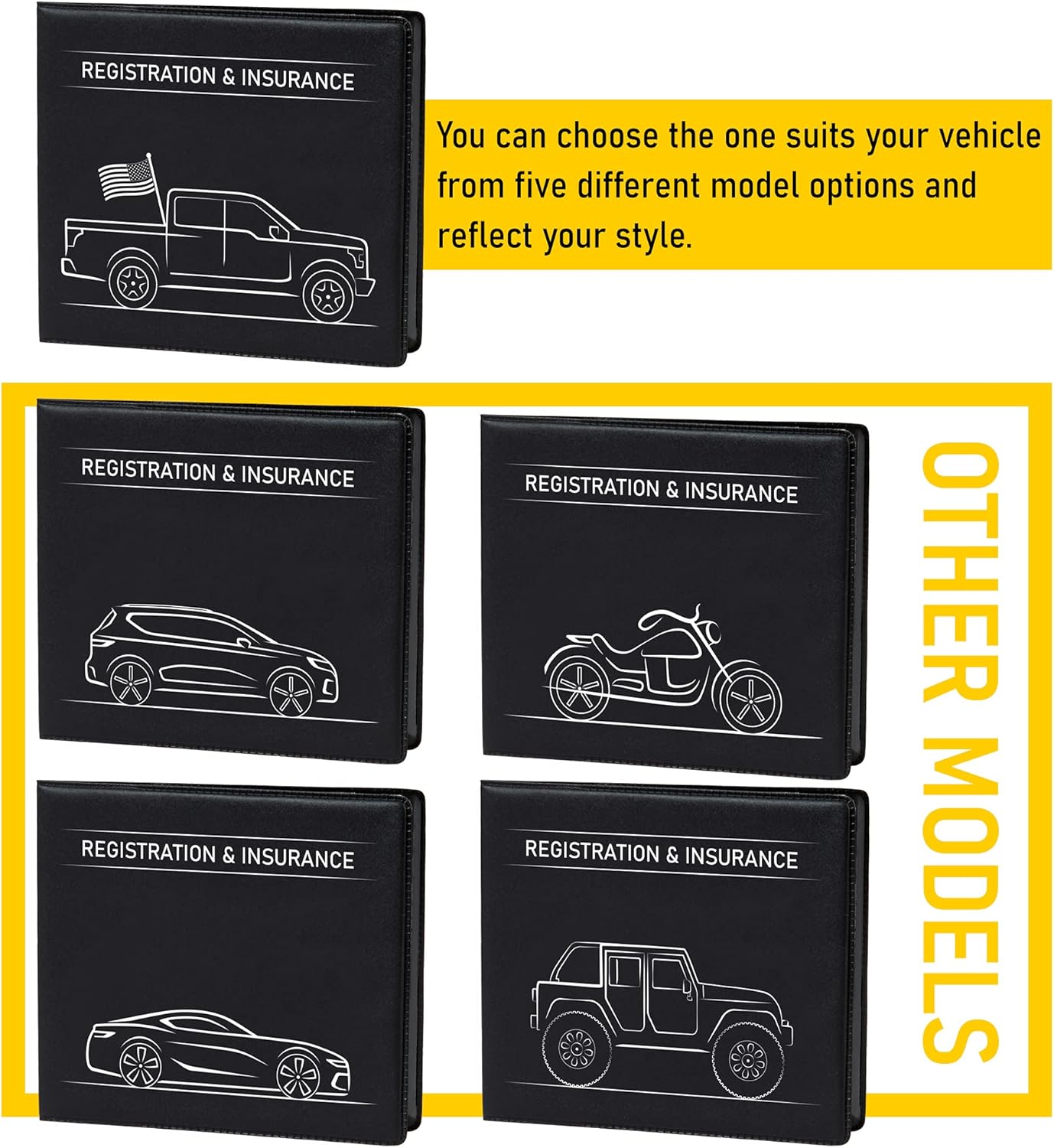 CANOPUS Car Registration and Insurance Holder, Car Document Holder, Vehicle Registration and Insurance Card Holder, Wallet for Auto, Trailer, Motorcycle, Truck, Vehicle Paperwork Organizer (2 Pack)