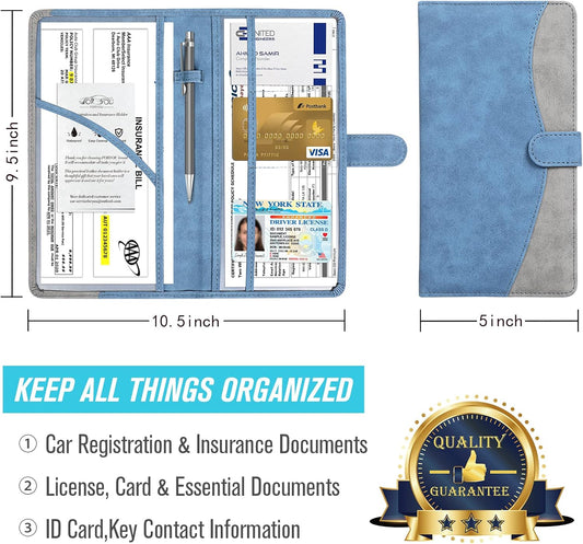 foryou Car Registration and Insurance Holder Car Document Holder Registration and Insurance Card Holder for Cards, Driver License & other Essential Documents(Purple Pink)