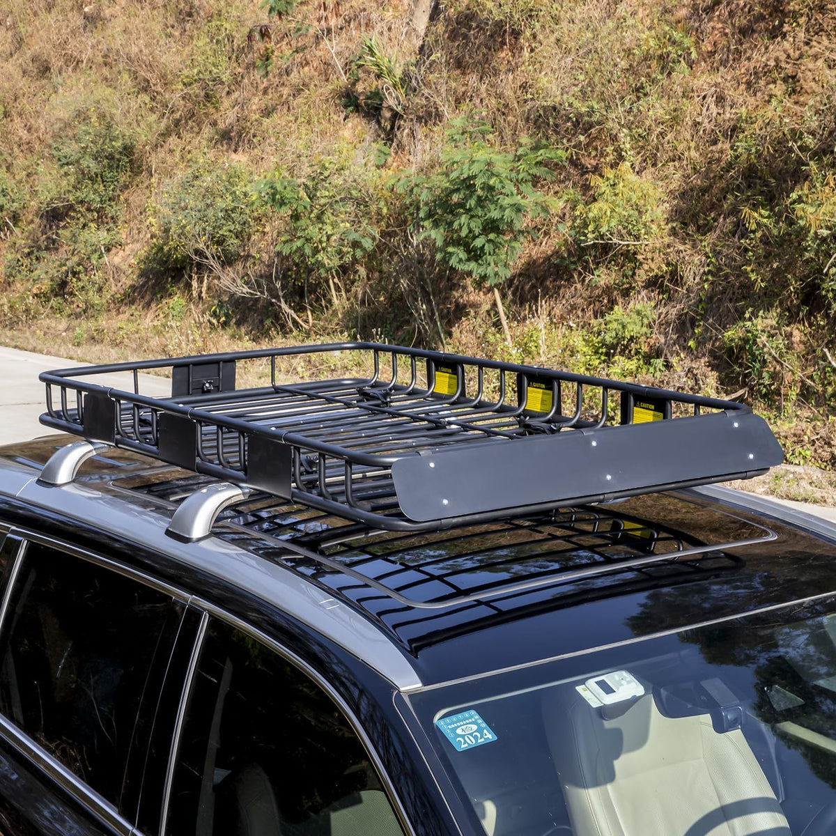 WEIZE 64" x 39" x 5" 200lb Heavy Duty Roof Rack Carrier Basket with Waterproof Bag, Cargo Net and Ratchet Straps, Universal Car Top Luggage Holder for SUV, Truck