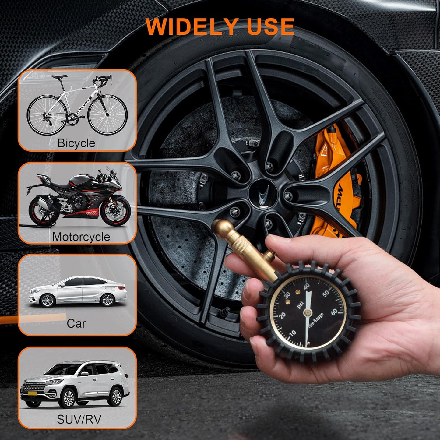 Tire Pressure Gauge,60 PSI Tire Gauges for Tire Pressure 2" Glowing Dial Air Pressure Gauge for Tires,Car Gifts Car Stuff for Men,Car Guys.