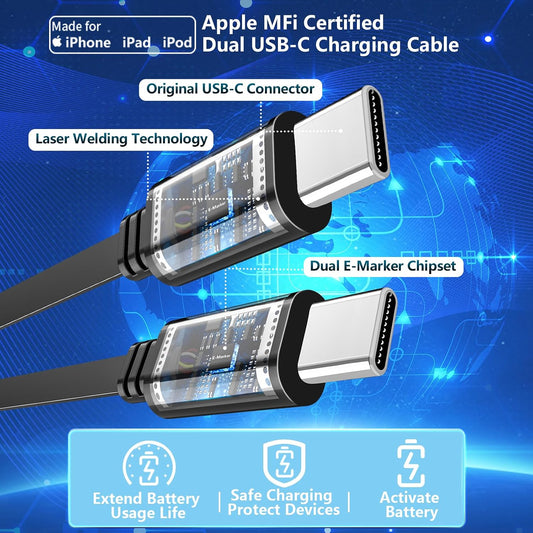 【MFi Certified】iPhone 17 Car Charger Fast Charging, Braveridge 75W USB C PD&QC Car Power Cigarette Lighter USB Charger with 6FT Type C Coiled Cable for iPhone 17/17 Pro Max/16/15/Galaxy S26/S25/Pixel
