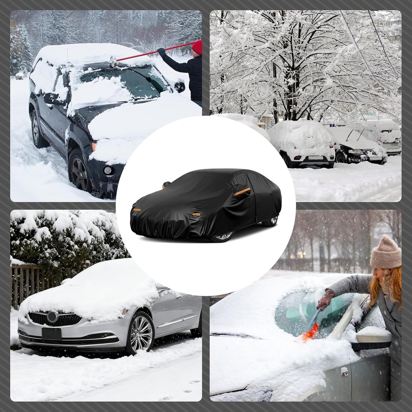 Car Cover for Kia K5 2020-2026, 6 Layers Waterproof Car Covers with Zipper Door & Windproof Bands All Weather Cover for Snow Rain Dust Hail Leaves Bird droppings Protection