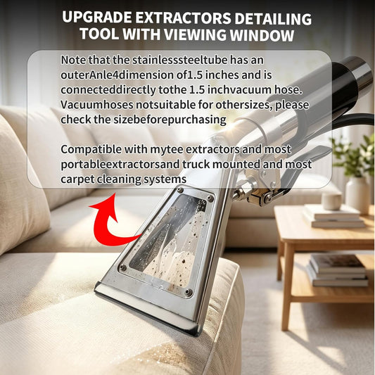 Shop Vac Extractor Hose Kit, Stainless Steel Extractor Wand with Viewing Window and Hose for Upholstery, Carpet Cleaning & Auto Detailing Shop Vacuum with Vacuum Hose, Waterline & Adapter Extractor