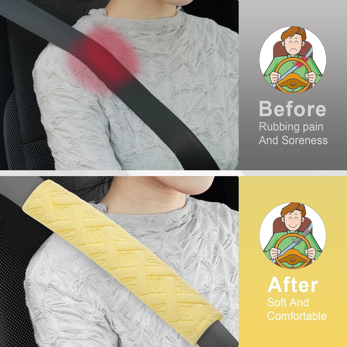JUSTTOP 2-Pack Universal Car Seat Belt Pads Cover for A More Comfortable Driving, Seat Belt Shoulder Strap Covers Harness Pad for Car Interior Accessories(Black)