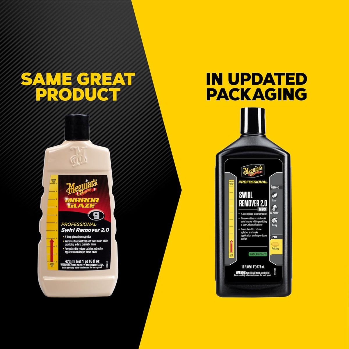 Meguiar’s Professional Swirl Remover 2.0, Polishing Compound, Car Scratch and Swirl Remover that Restores Shine and Gloss, Use On Exterior Paint and Clear Coat By Hand Or Machine - 16 Oz Bottle