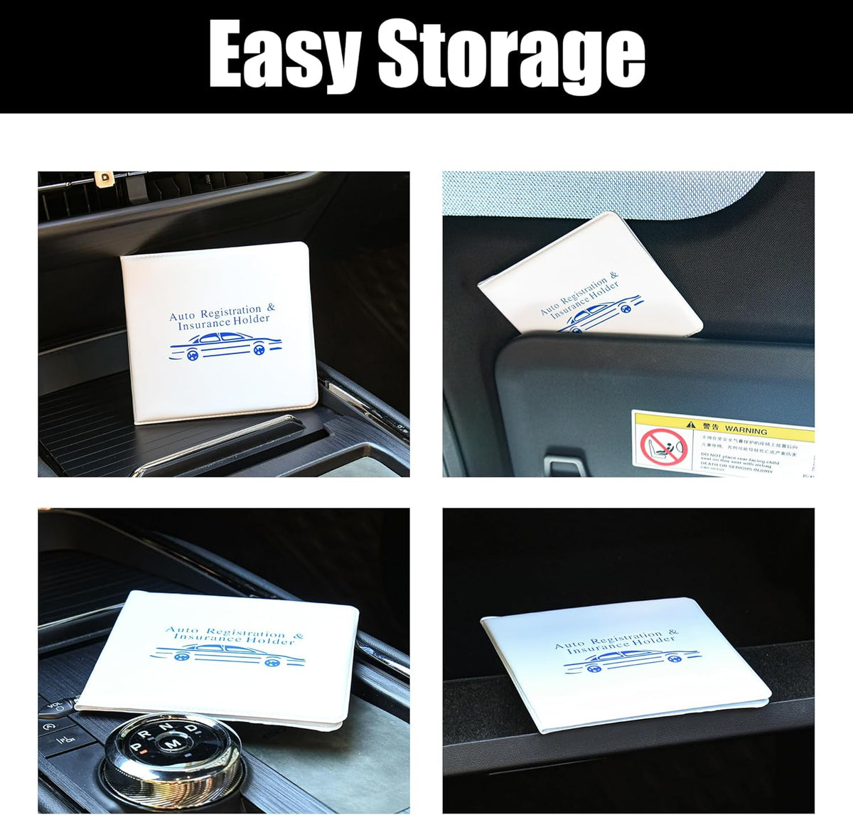 Pacific Mailer Auto Registration and Insurance Card Holder 2 Packs Car Document ID Holder Glove Box Organizer Car Accessories, Black
