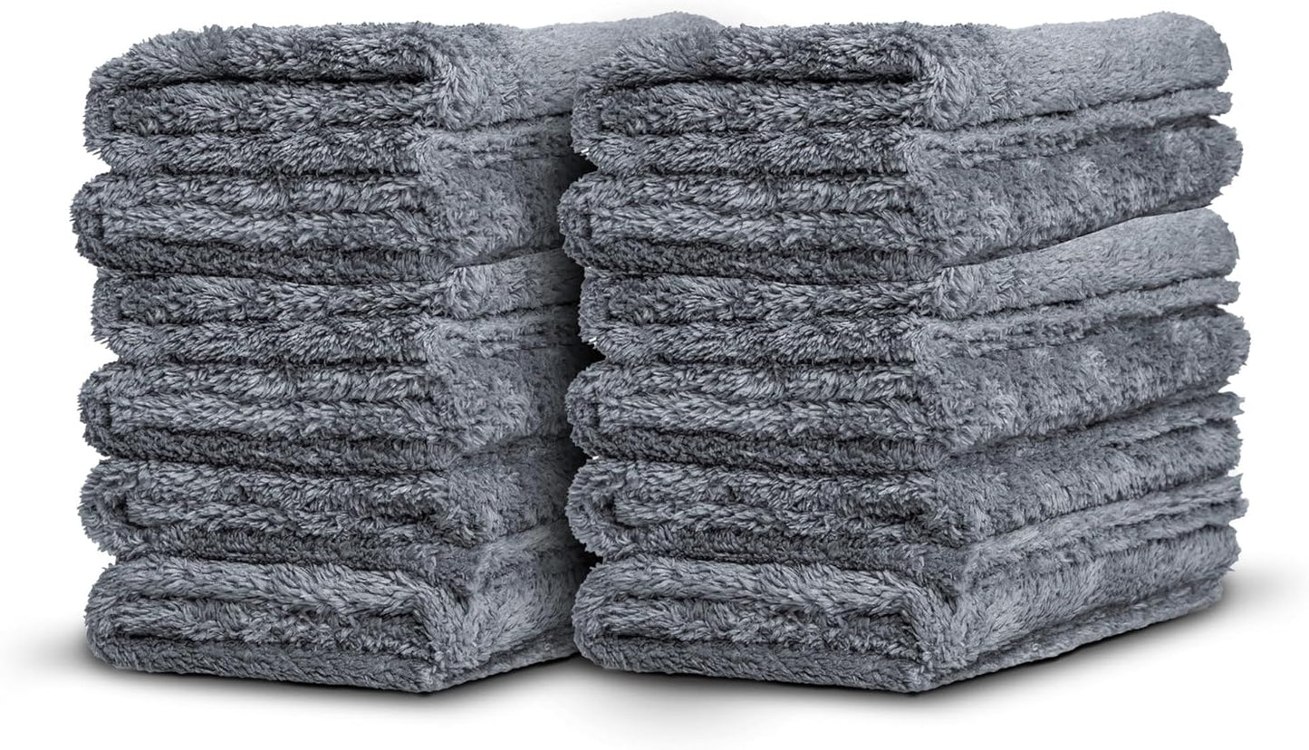 Adam's Borderless Grey Microfiber Towel (6pk) - Premium Ultra Soft Car Detailng Towel Cloths, 480gsm - Safe for Car Wash, Home Cleaning & Pet Drying Cloths (16 Inch x 16 Inch)