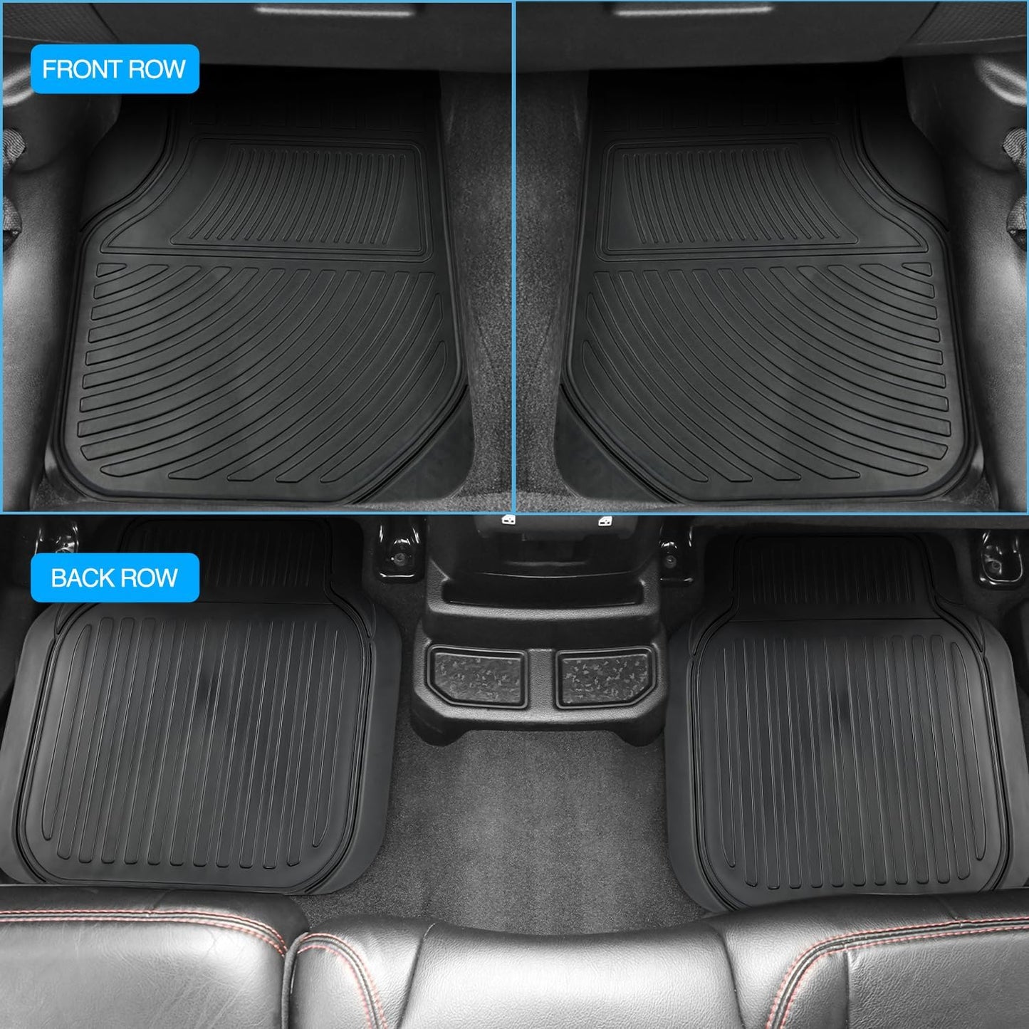 Nilight Rubber Cargo Mats for Cars Trucks SUVs,Universal Trim to fit for Most Vehicles,All Weather Protection Heavy Duty Cargo Liners