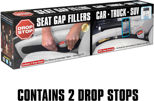 Drop Stop - The Original Patented Car Seat Gap Filler (AS SEEN ON Shark Tank) - Set of 2 and Slide Free Pad and Light