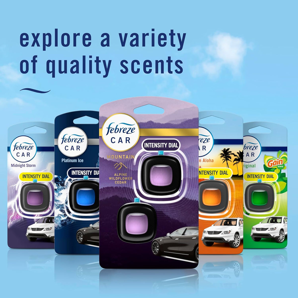 Febreze Car Mountain Scent Air Freshener Vent Clip, .07 oz, 2 Count