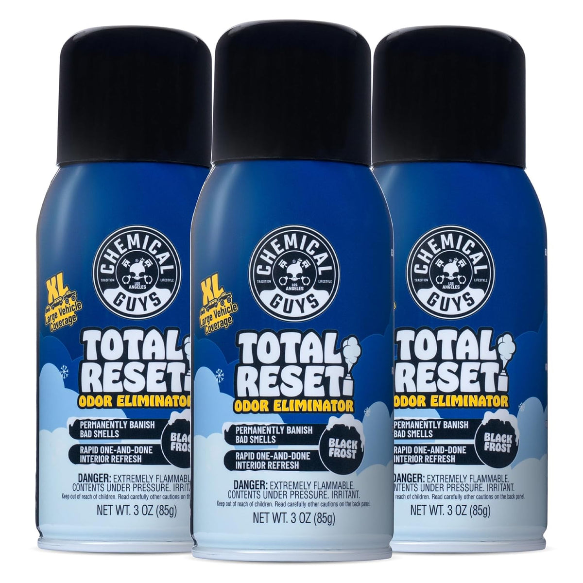 Chemical Guys Odor Eliminating Fogger 3 Pack – Black Frost Scent, 3 Oz Each – Set-and-Forget System to Remove Smoke, Pet, Gym, and Food Odors in Cars, Trucks, SUVs