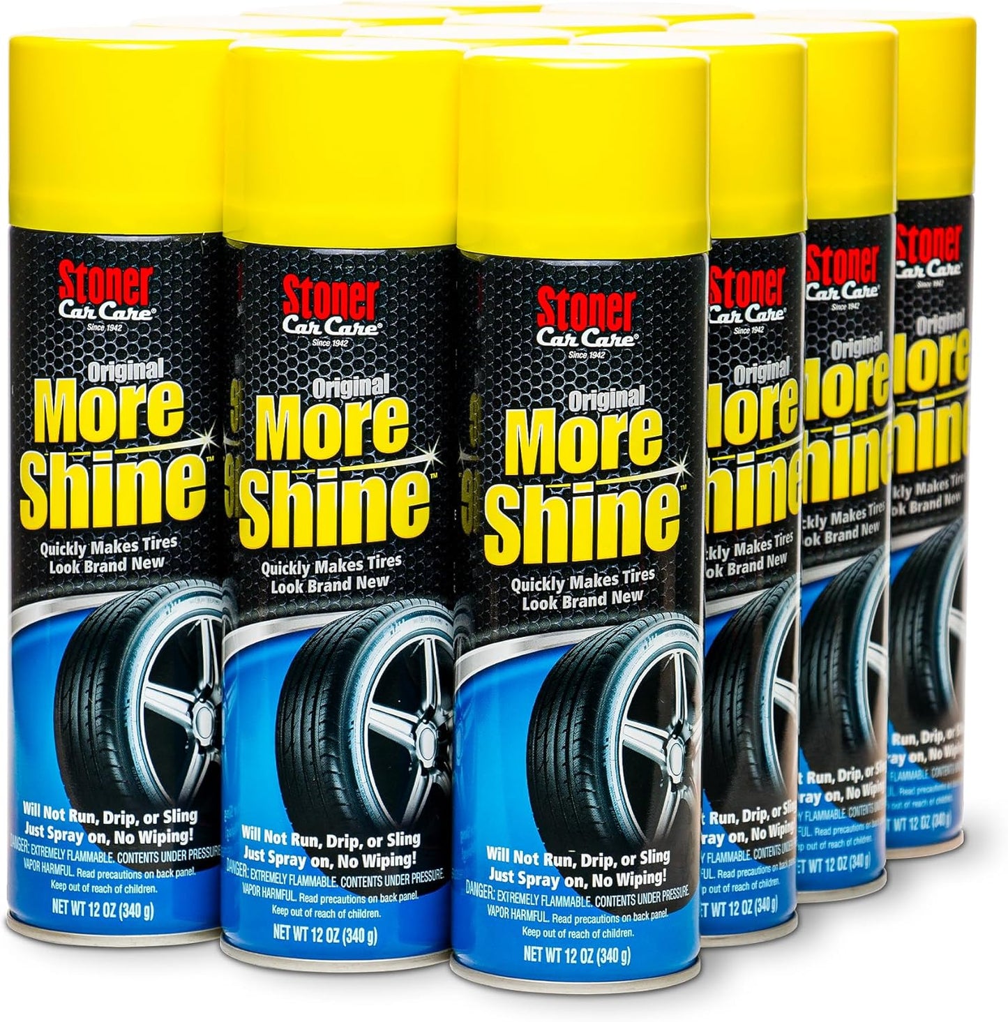 Stoner Car Care 91044-2PK Original More Shine Tire Shine Spray – Tire Dressing Restores Deep Matte Black Finish with Long-Lasting Rain-Resistant Protection, Dry-to-Touch – 12 oz (Pack of 2)