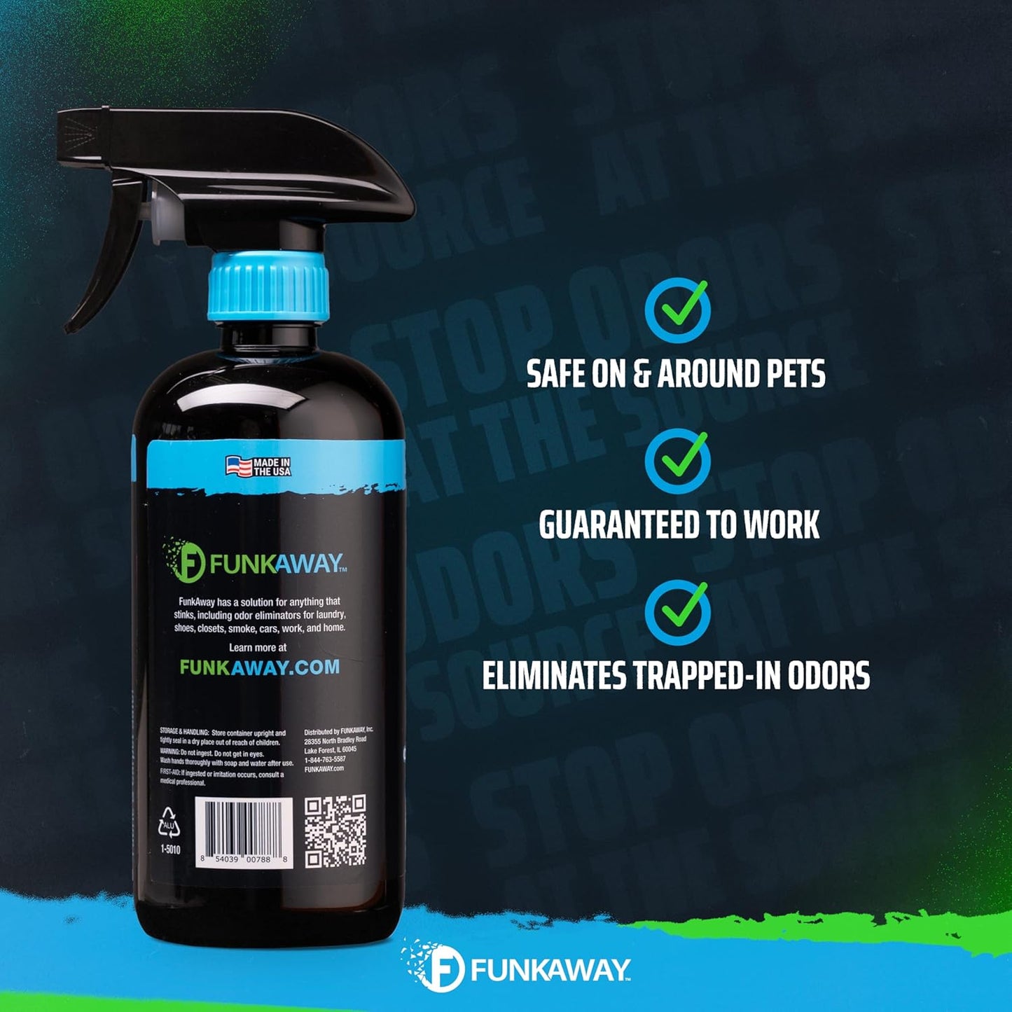 FunkAway Pet Stain & Odor Eliminator Spray, 16 oz., Fresh & Neutral Scent, The Extreme Pet Stain & Odor Eliminator for Houses, Cars, SUVs, RVs and Boats, Alcohol-Free Formula