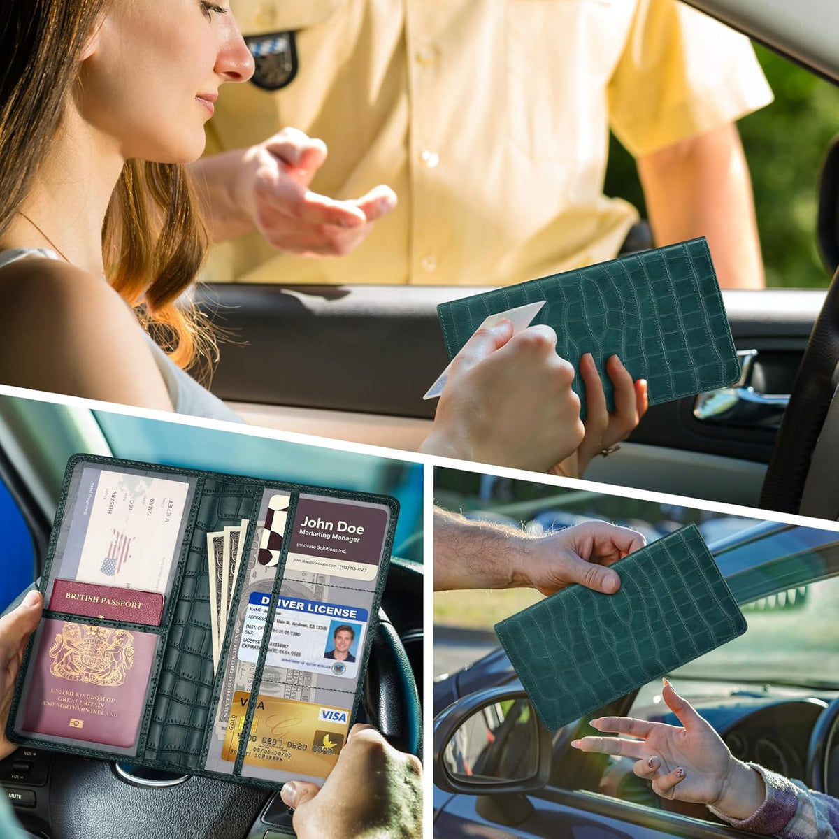 Car Registration and Insurance Holder, Black Vehicle Glove Box Car Organizer with Magnetic Closure for Documents, Cards, License Car Organization, 1 Pack