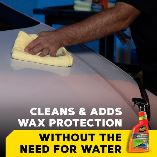 Meguiar's Hybrid Ceramic Waterless Wash & Wax - Waterless Car Wash Spray with Ceramic Chemistry for a Slick, Protective Barrier - No-Scratch Formula for Glossy Paint and Ceramic Coatings, 24 Oz