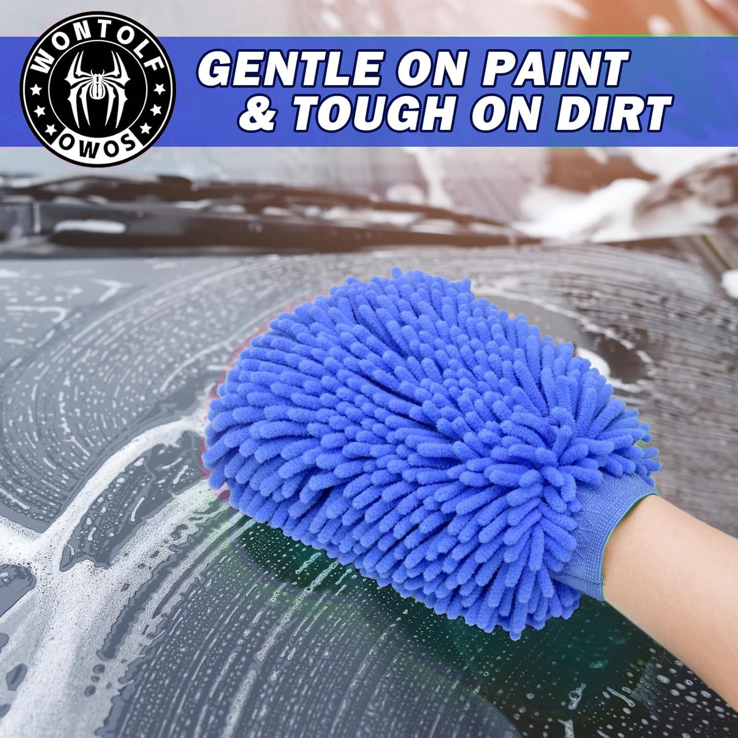Car Wash Foam Gun Foam Sprayer - Foam Cannon Garden Hose- Car Wash Kit - Snow Foam Blaster with Microfiber Wash Mitt + Storage Bag - Car Accessories for Men
