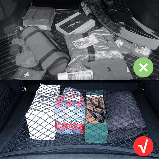 Cargo Net for SUV with Hooks, Adjustable Highly Elastic Storage Organizer Net for Car, Pickup Trucks,Mesh Organizer 2.6'x2' Stretches to 5'x4',Road Trip Essentials Black