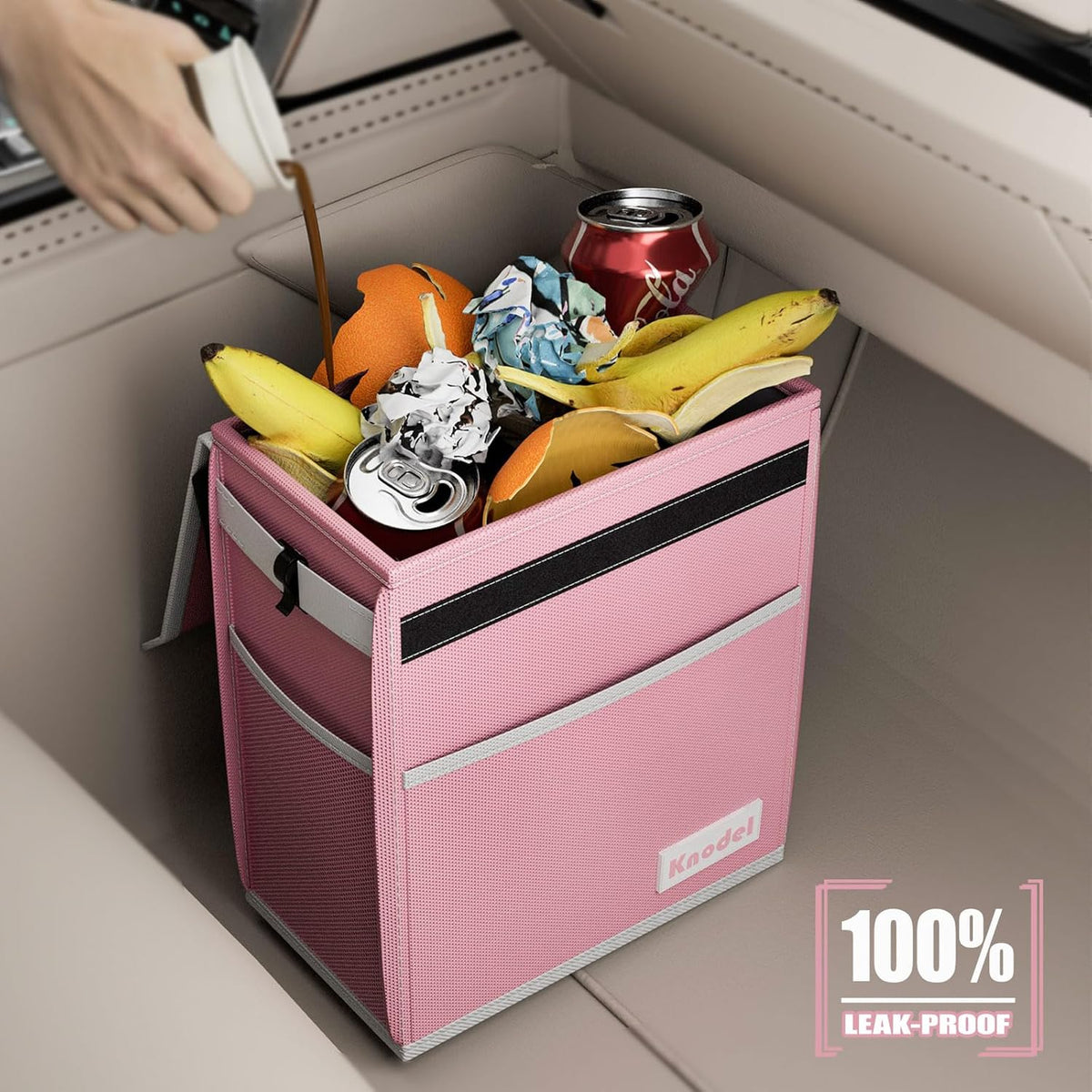 K KNODEL 2 Gallon Black Leak-Proof Waterproof Car Trash Can with Lid