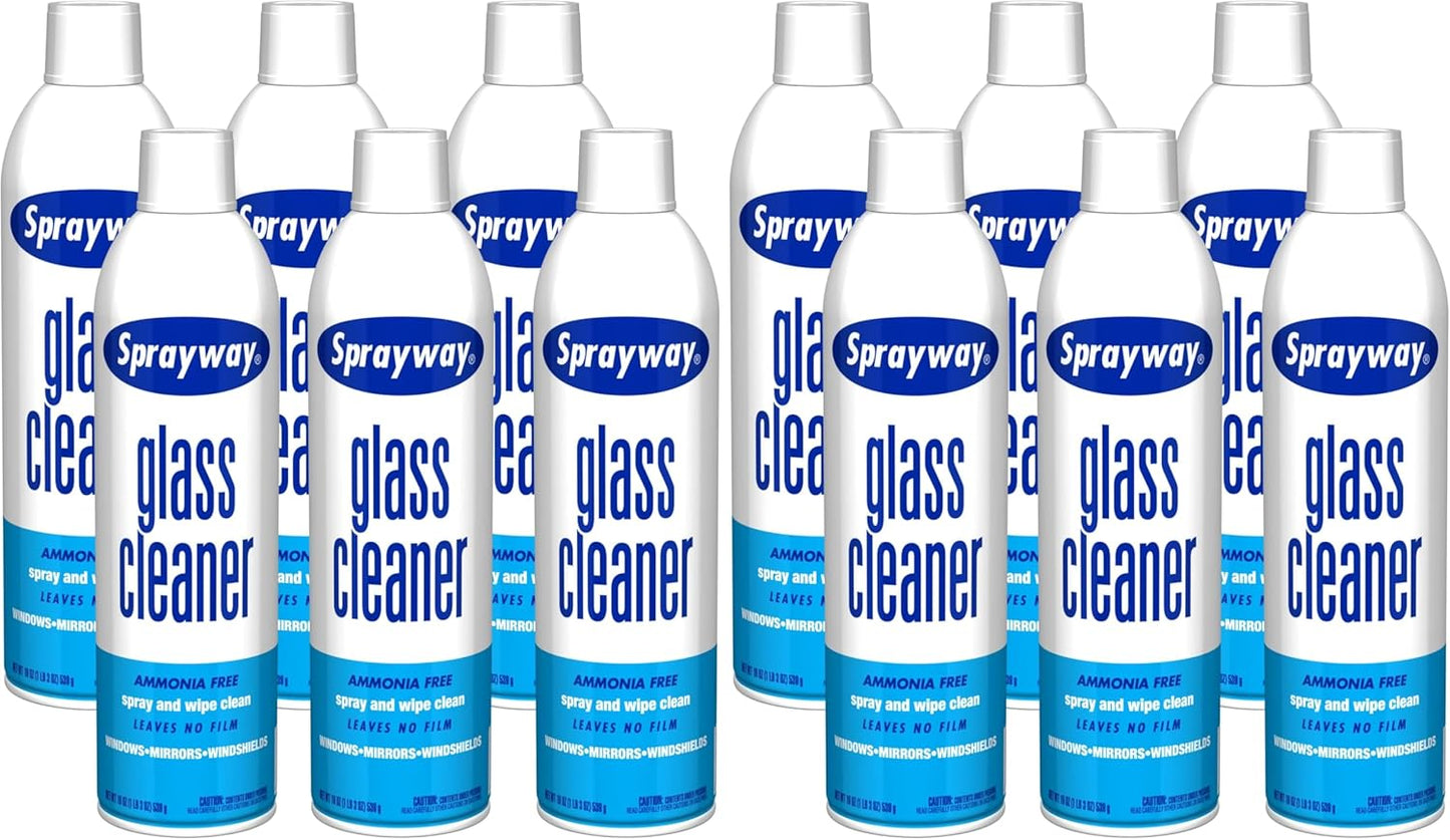 Sprayway Glass Cleaner with Foaming Spray for a Streak-Free Shine for Home and Automotive Use, 19 oz., Pack of 6