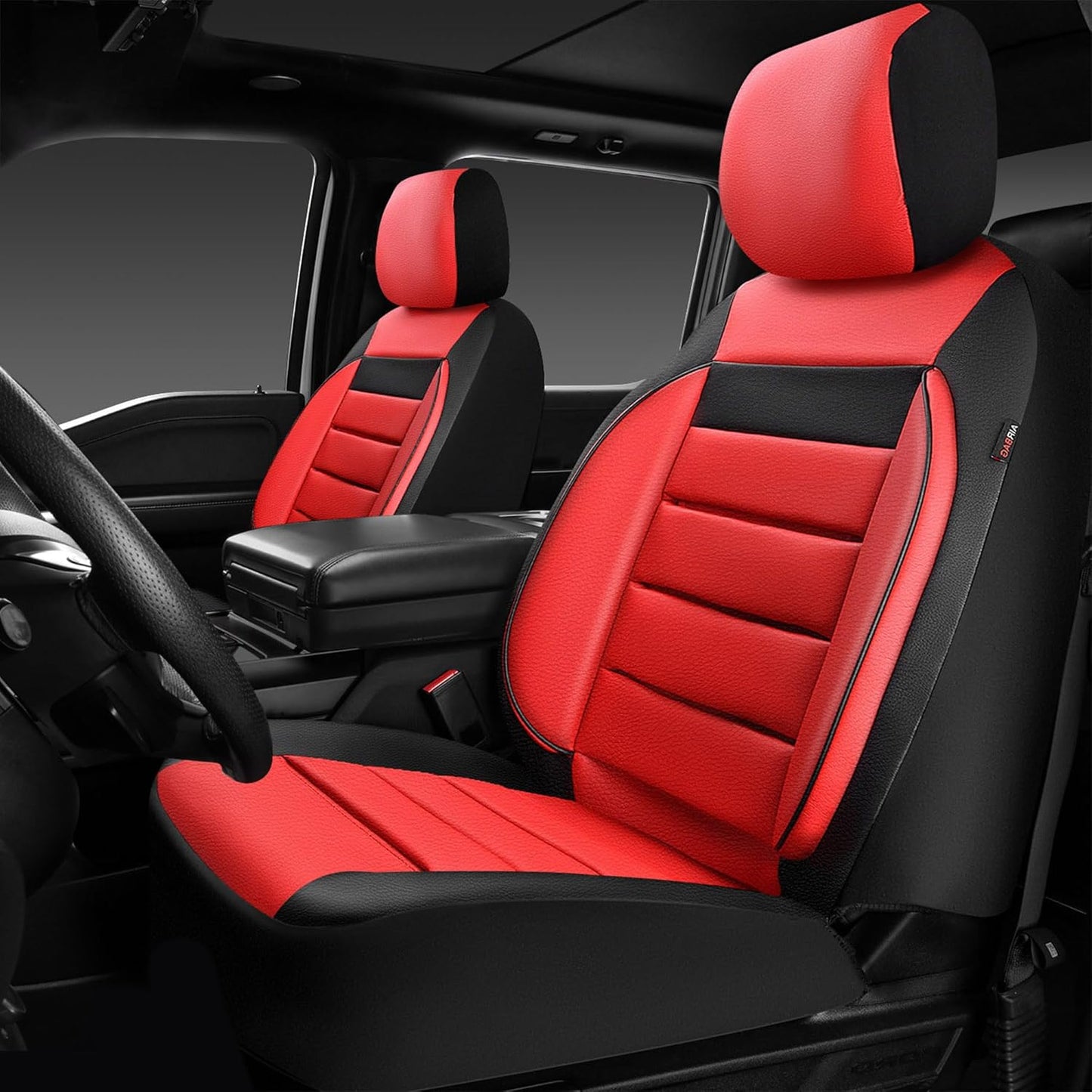 CAR PASS Faux Leather Car Seat Covers Front Seats Only, 3D Foam Support Car Seat Covers, Universal fit for Trucks Vans SUVs Sedans Automotive Comfortable, Airbag Compatible 2 Pieces Front Solid Black