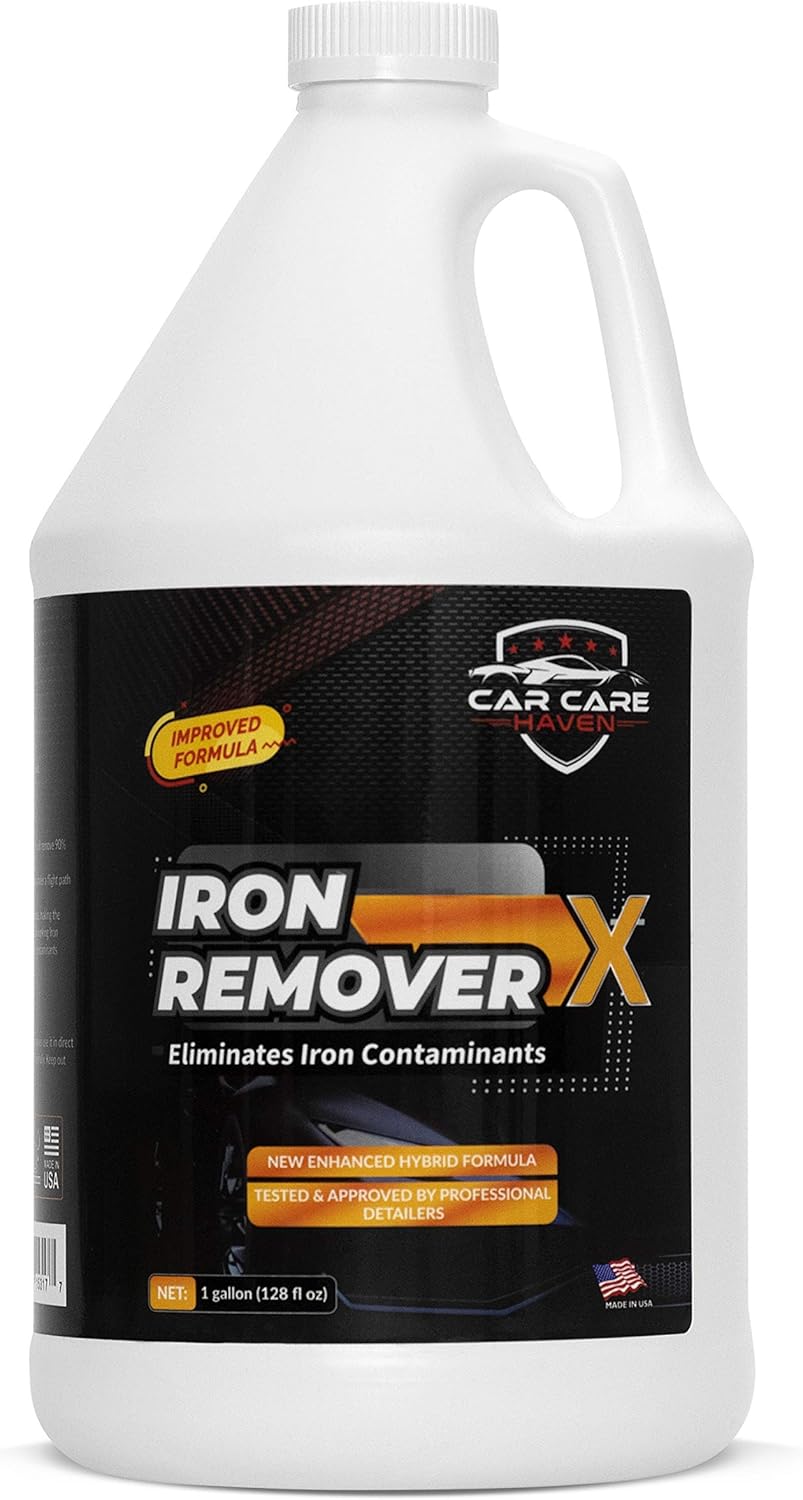 Car Care Iron Remover X, Car Detailing Iron Rust Remover-Wheel, Paint, Ceramic-Cleaner-Car Cleaner Exterior Care Products, Colorless Rim Cleaner, Decal Remover-Use Before Clay Bar (128 Fl Oz Gallon)