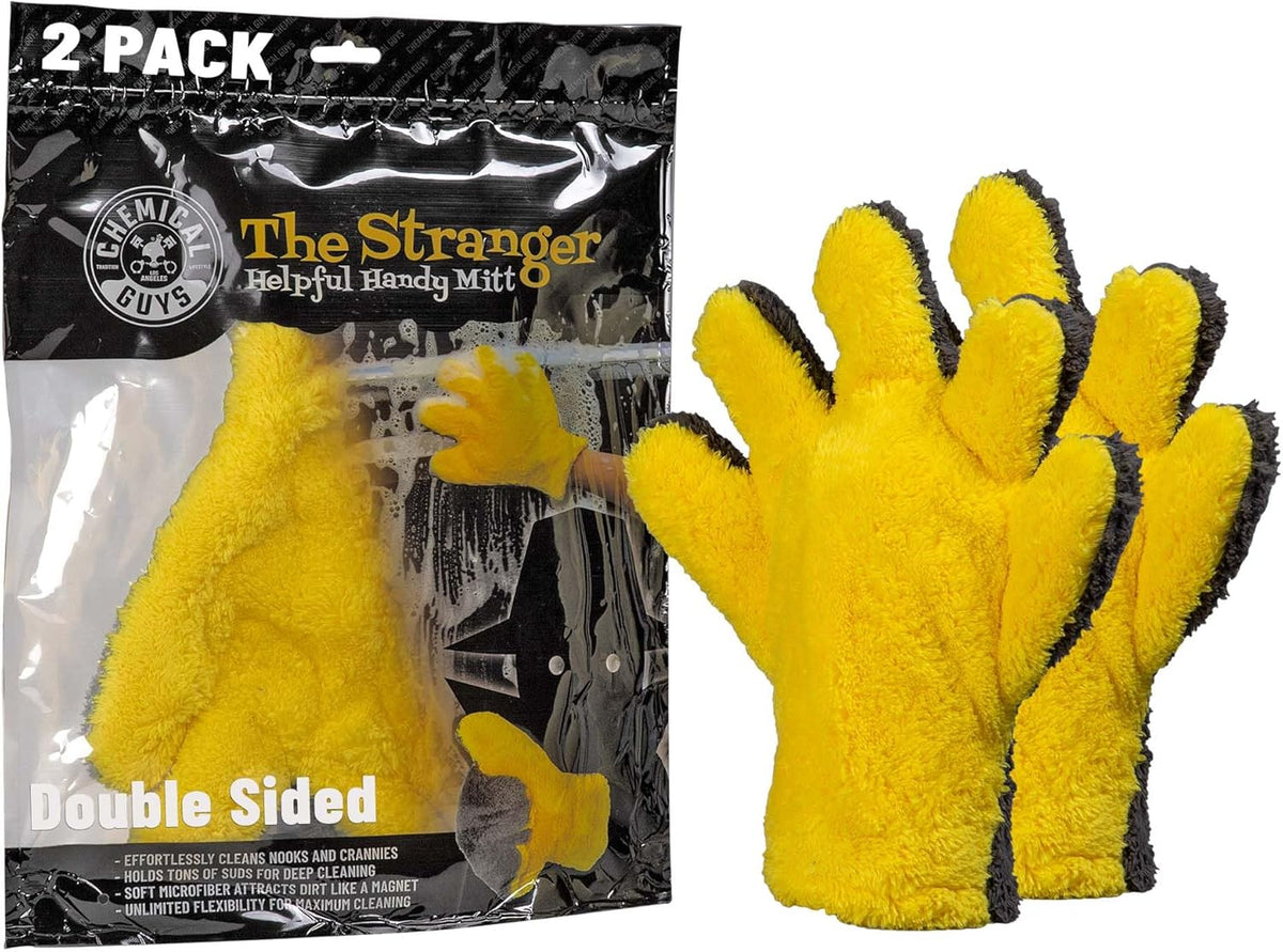 Chemical Guys MIC510 The Stranger Helpful Handy Car Wash Mitt - Yellow, Microfiber Towels for Detailing, Holds Tons of Soapy Suds, Flexible - Perfect for Car Cleaning