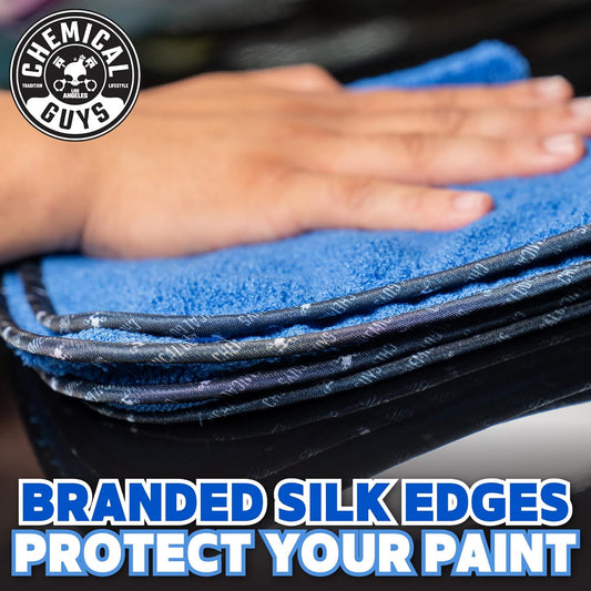 Chemical Guys Professional Grade Premium Microfiber Towels for Cars, Blue, 16" x 16", Ultra-Soft and Scratch-Free Car Detailing Cloths for Trucks, Motorcycles, and More - 3 Pack