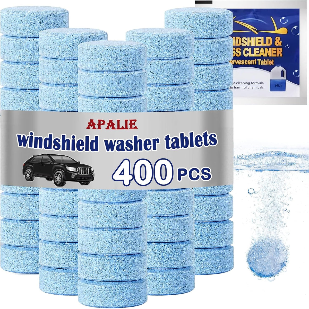 100 Pieces Car windshield washer fluid Concentrated Clean Tablets, Windshield Wiper Fluid (Winter: Use With De-icer or Methanol)