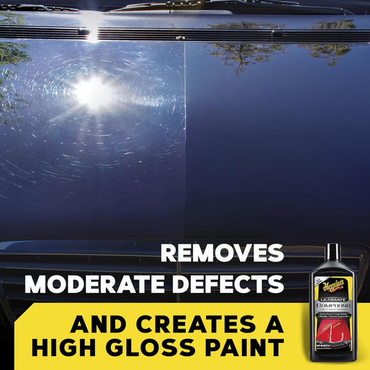 Meguiar's Ultimate Compound Car Scratch Remover, 2 Pack (2 x 15.2 oz = 30.4 oz Total) Clear Coat Safe Compound to Remove Scratches Swirls Oxidation and Water Spots and Restore Gloss