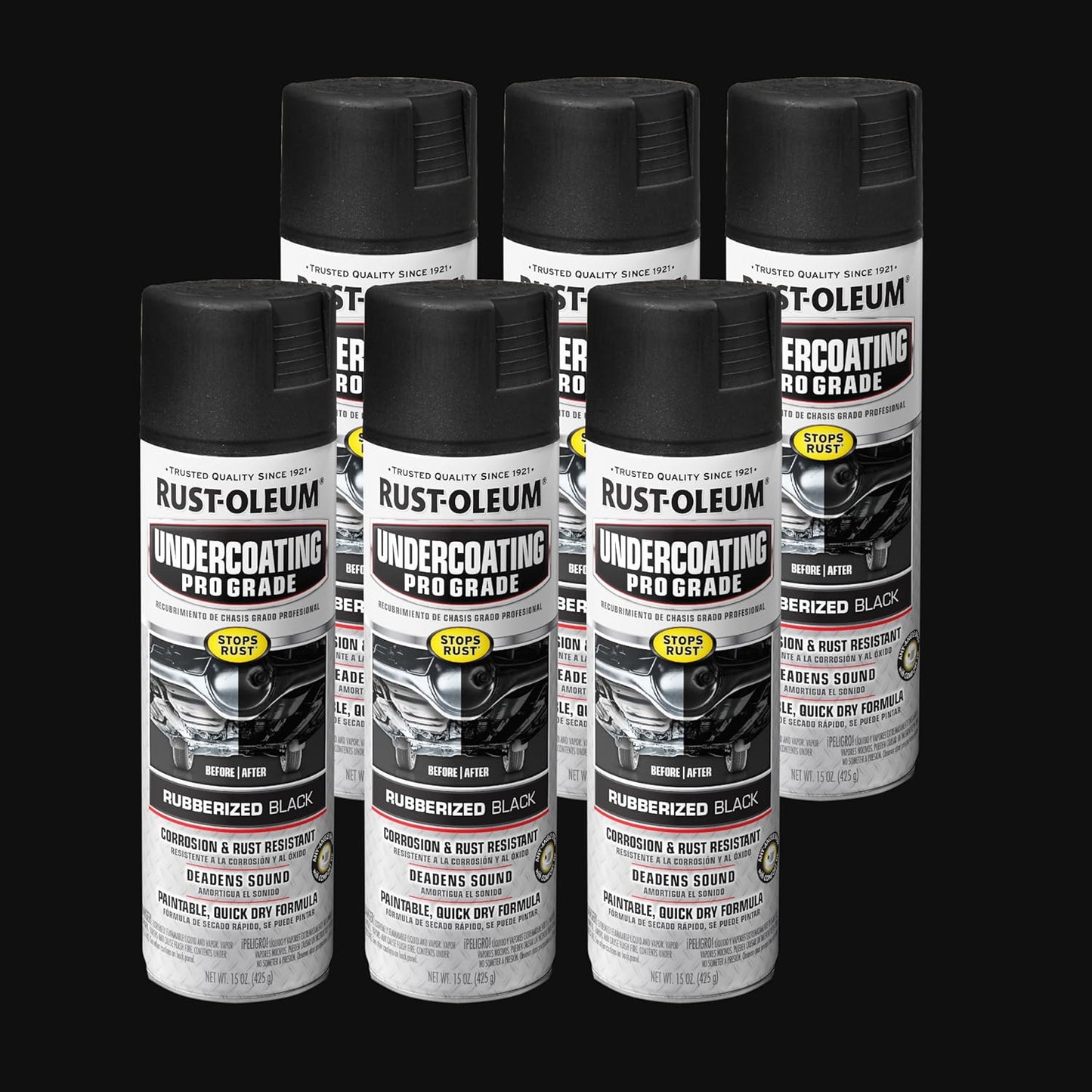 Rust-Oleum 248656 Professional Grade Rubberized Undercoating Spray, 15 oz, Black