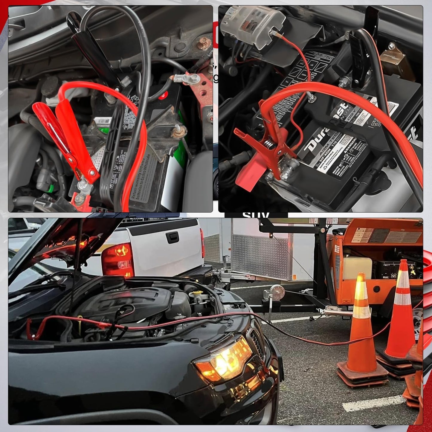 Nilight Jumper Cables for Car Battery 8 Gauge 12 FT Booster Cable Heavy Duty 250 A CCA with Carrying Bag Jump Start Emergency Kit Pickup Vans SUV Sedan Motorcycle