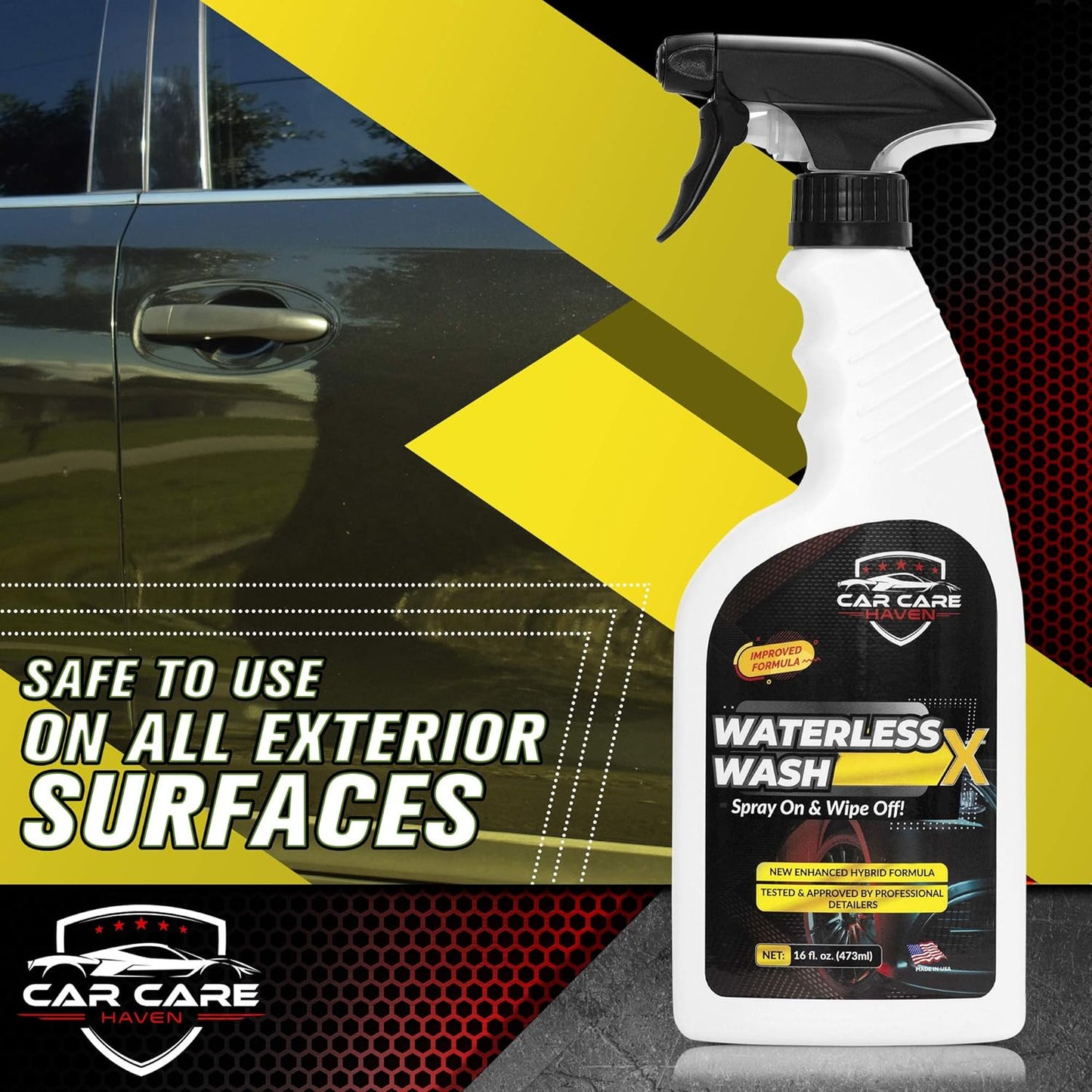 Waterless Wash X-Car Detailing Without Water (128 oz Gallon) Quick Detailer for Any Vehicle-Wash in Your Garage, at Work, or Anywhere-Spray On & Wipe Off