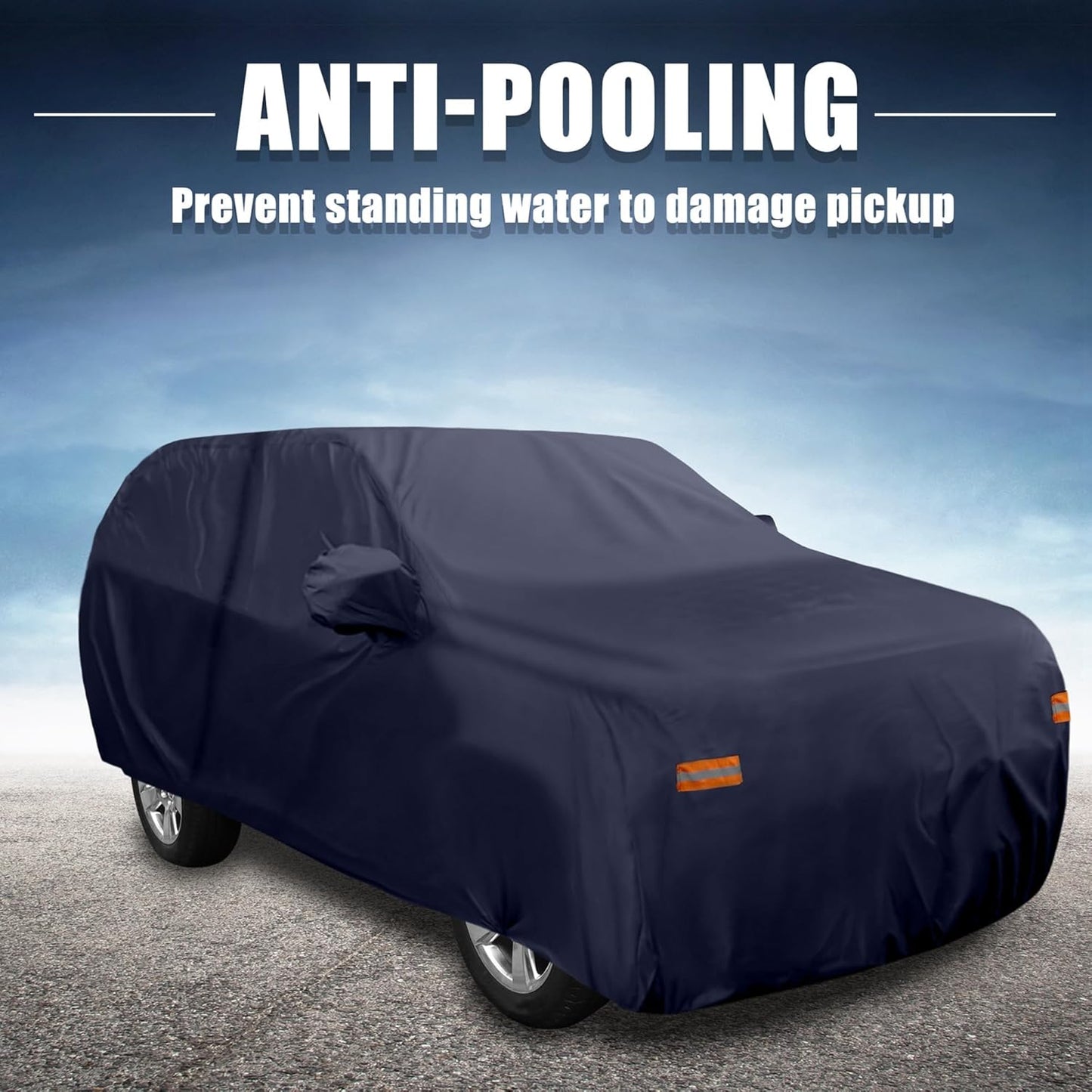 X AUTOHAUX SUV Car Cover for Chevrolet Tahoe 4 Door 2007-2024 Outdoor Waterproof Sun Rain Dust Wind Snow Protection 190T PU W/Driver Door Zipper Black